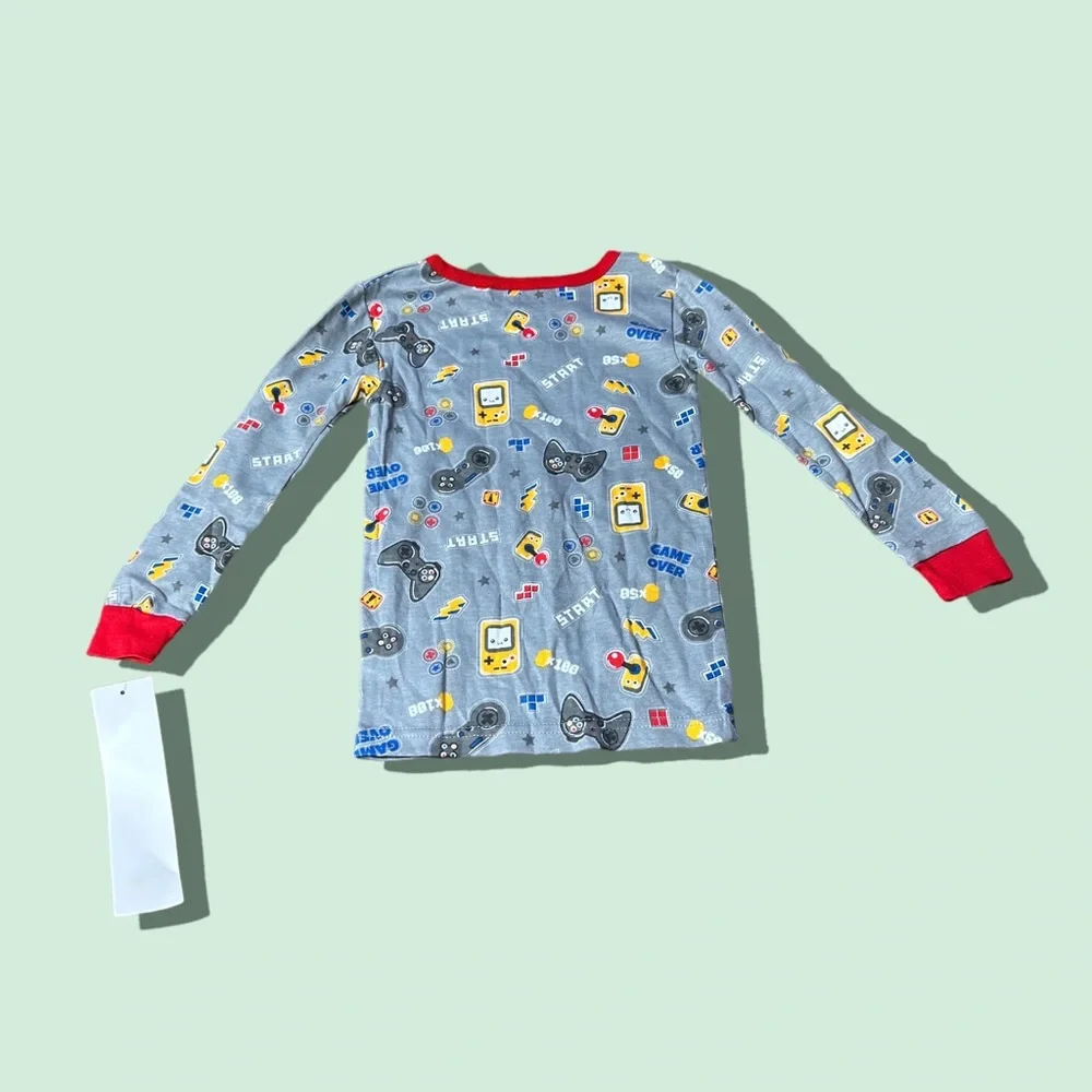 NWT Toddler Little Star Organic Gray Gaming Gameboy Pajama Set Size 4T